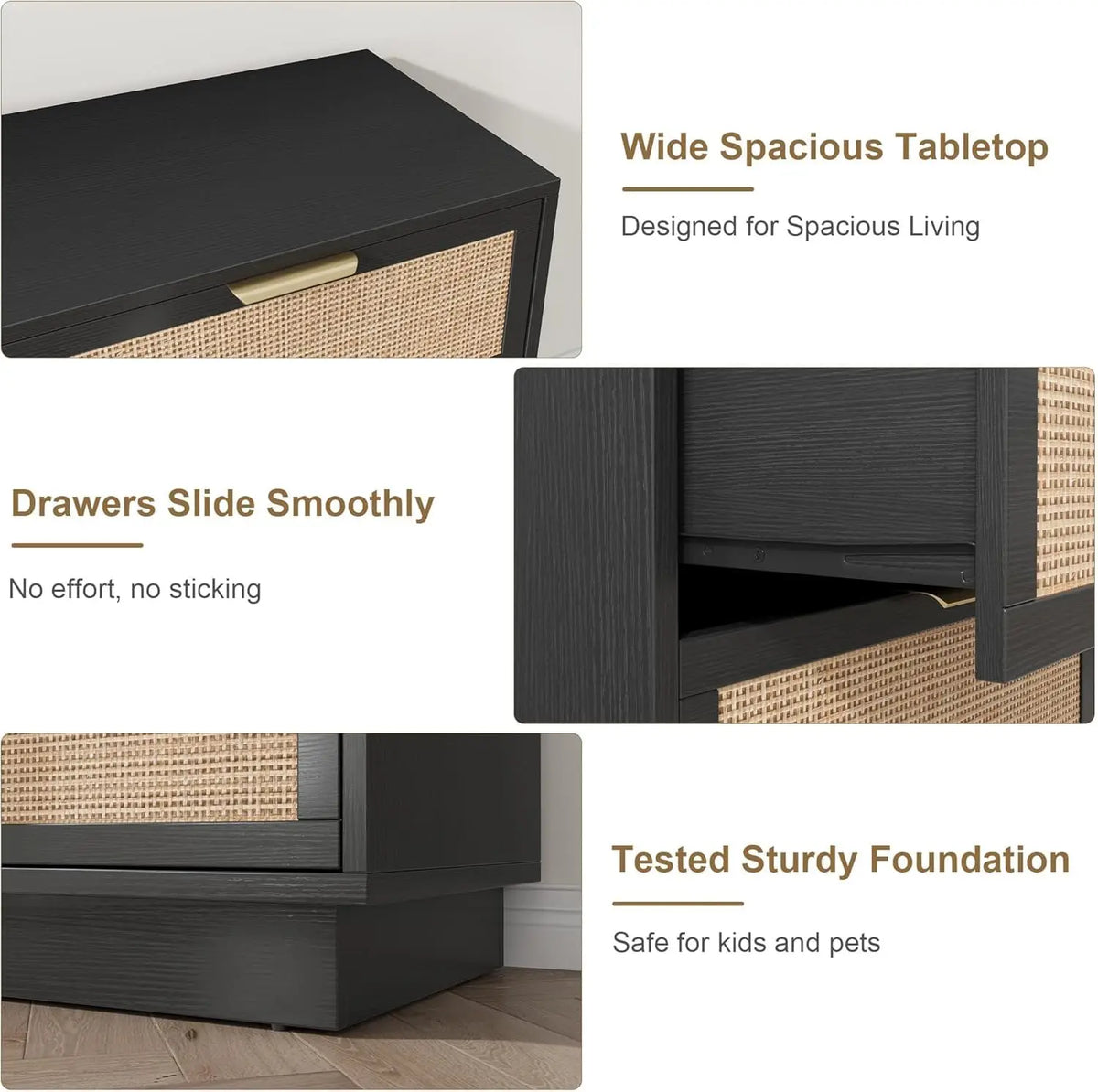 Modern Rattan Dresser With Spacious Bedroom And Hallway Storage