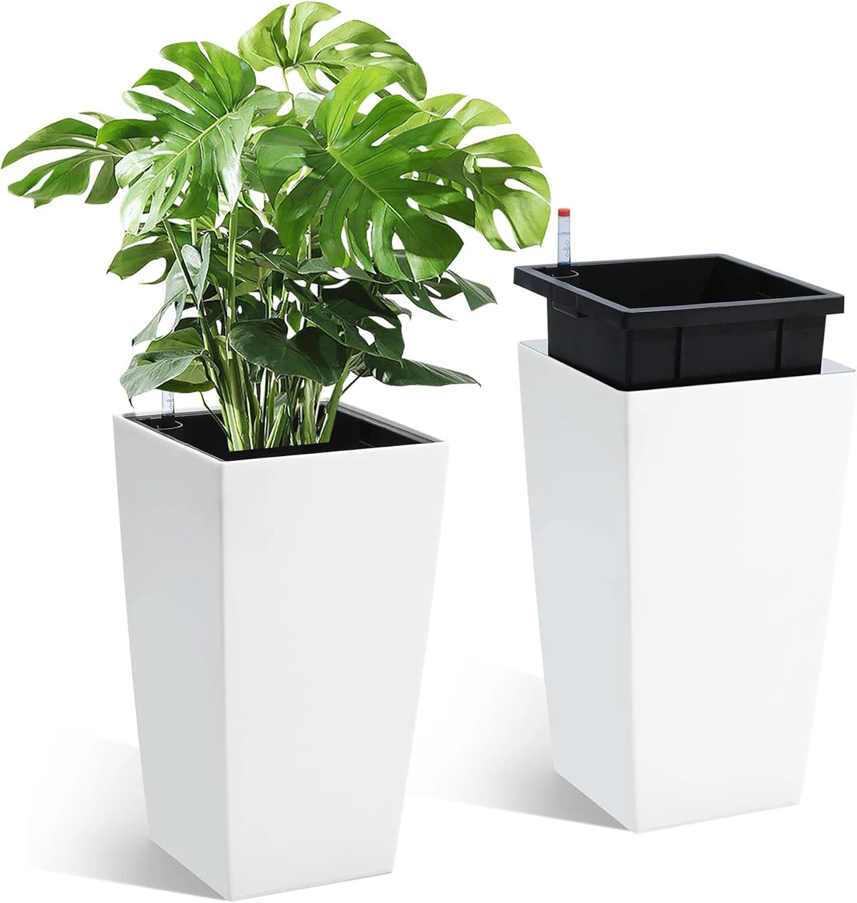 TWISTER.CK Rectangular Planters With Drainage Holes And Water Level Monitor