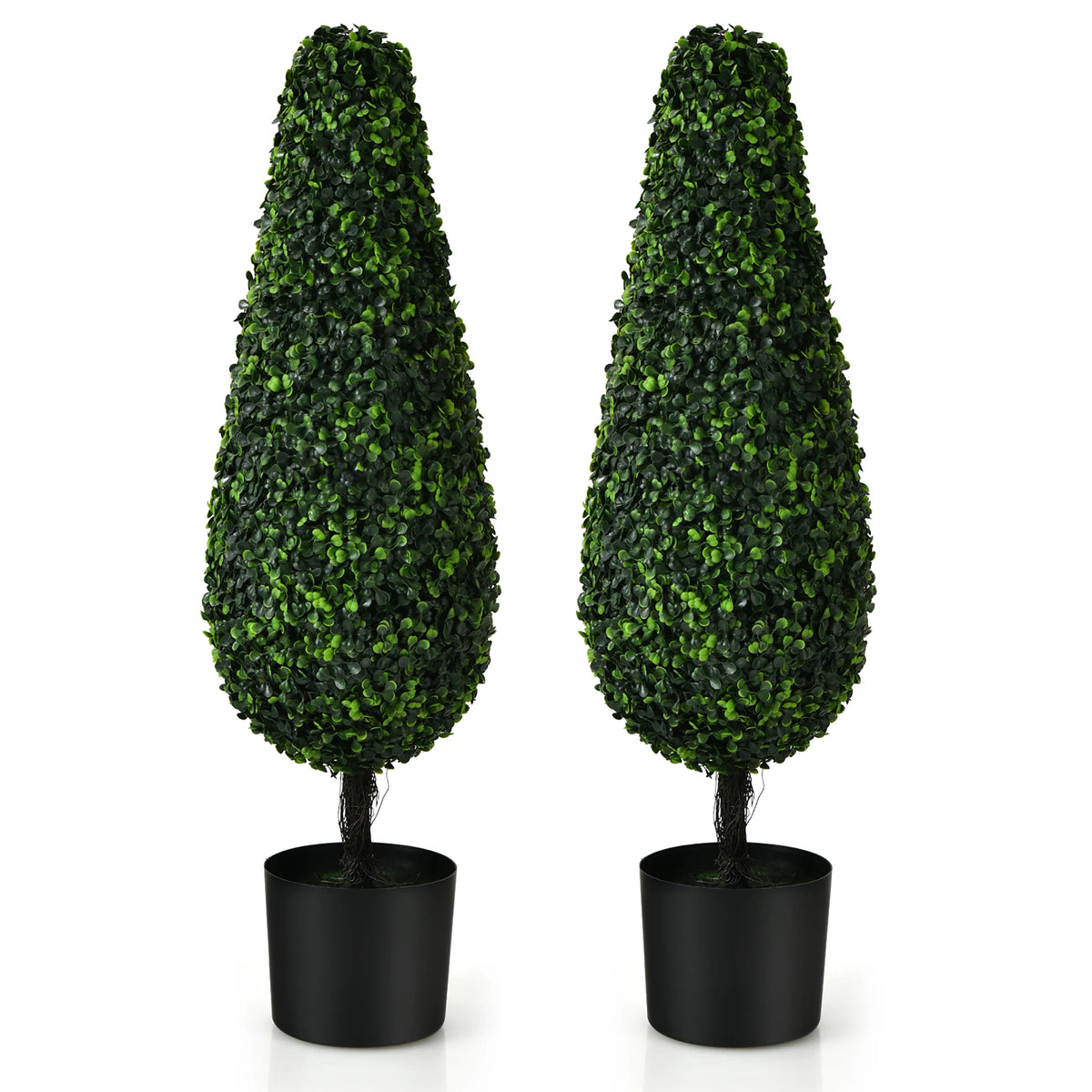 2 Pack 3FT Artificial Tower Topiary Tree UV Resistant Indoor Outdoor