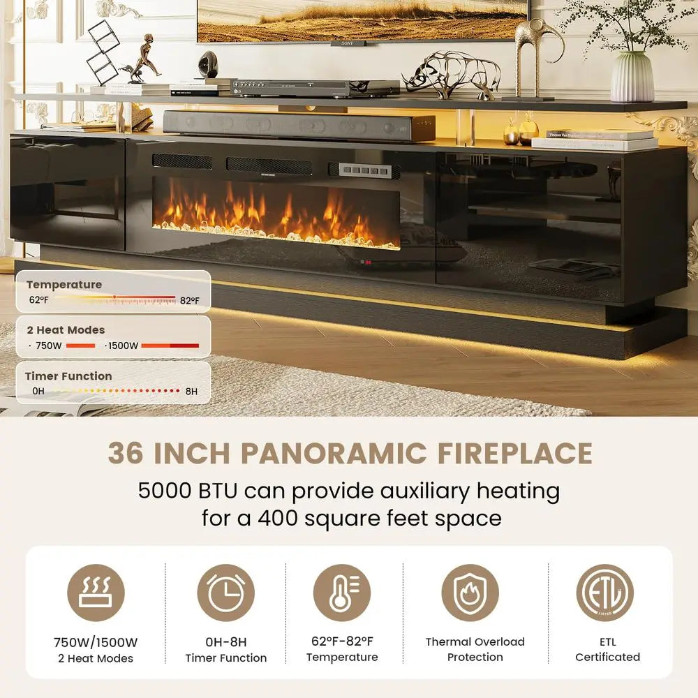XMSJ Fireplace TV Stand with Electric Fireplace and Storage