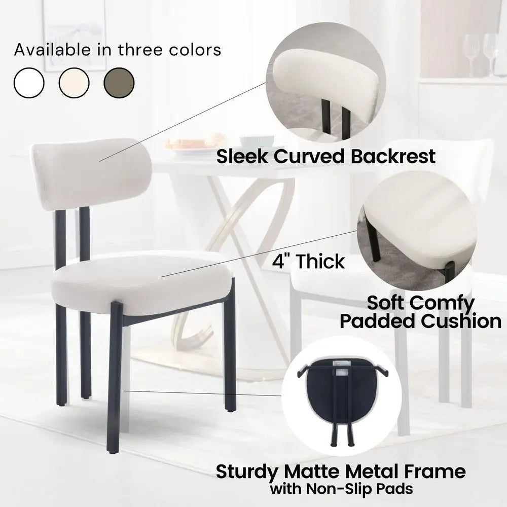 XMSJ Faux Leather Dining Chairs With Curved Backs And Metal Legs