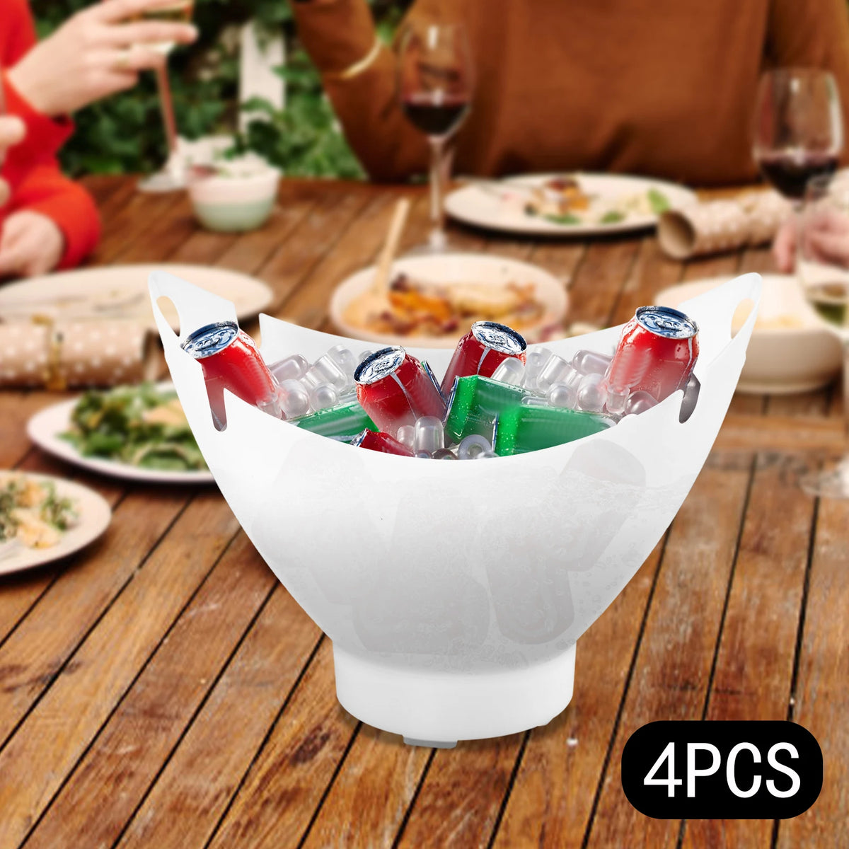 Bymaocar LED Ice Buckets 4-Pack 7L Bluetooth Bar Party Set