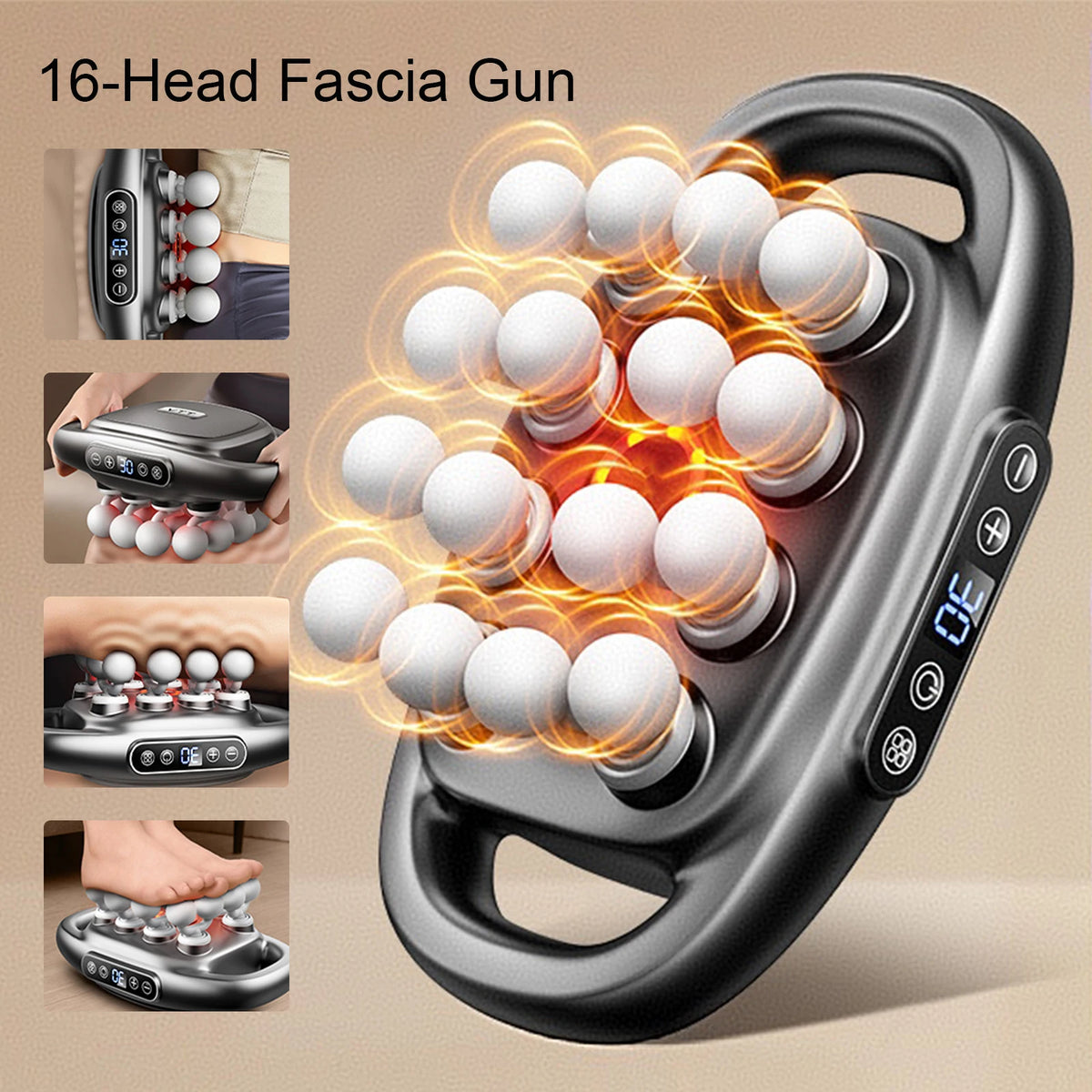 Foreverlily 16 Head Fascia Gun High Frequency Back And Waist Massage Gun
