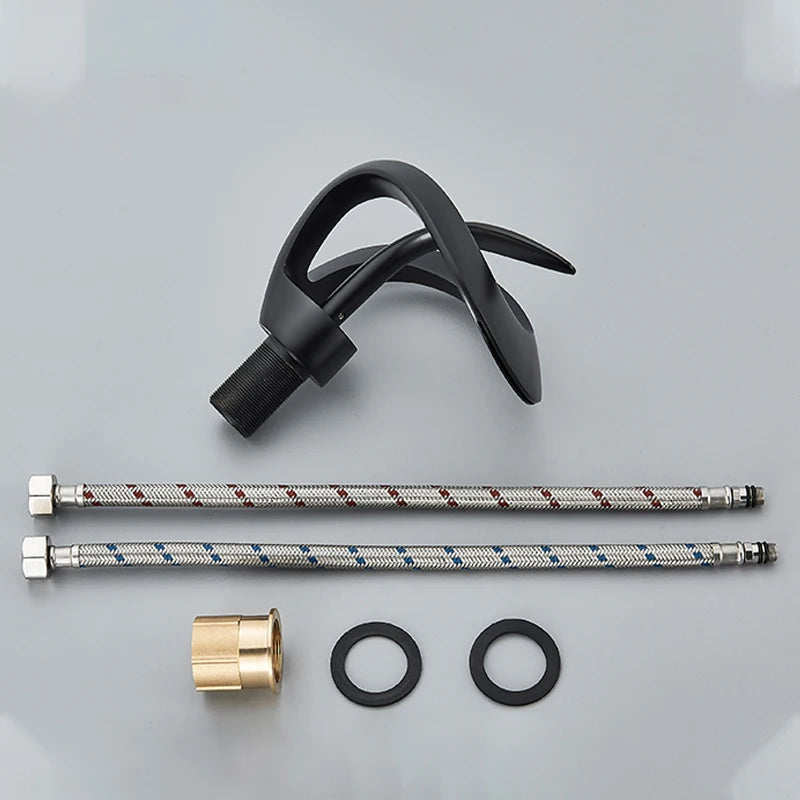 ALENARTWATER Solid Brass Waterfall Bathroom Basin Mixer Faucet