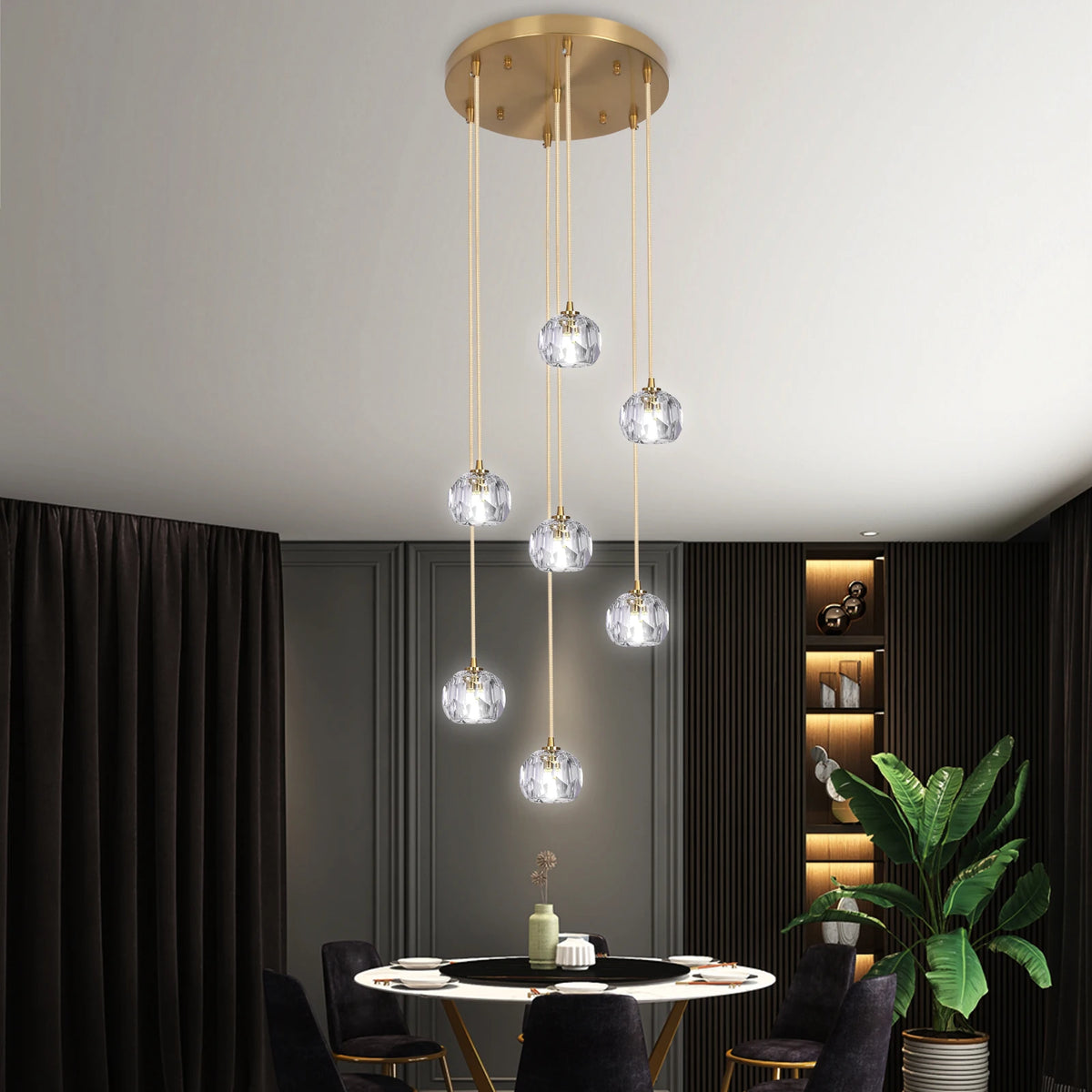 VETRULUS Modern LED Crystal Ball Pendant Light Chandelier