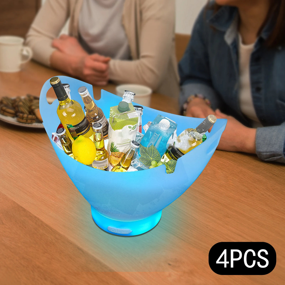 Bymaocar LED Ice Buckets 4-Pack 7L Bluetooth Bar Party Set