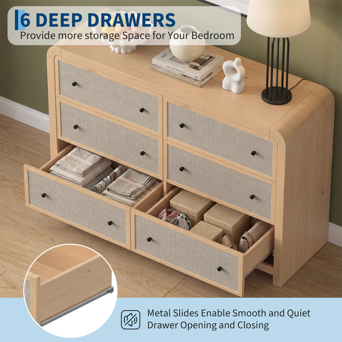 GAOMON Modern Farmhouse Dresser with Deep Drawers and TV Stand