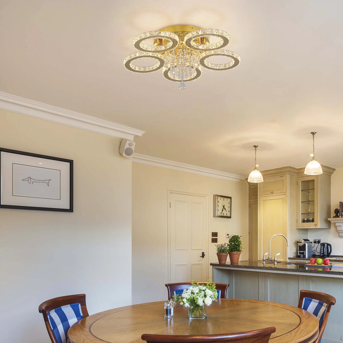 VETRULUS Modern LED Ceiling Light Crystal Chandelier For Living Room