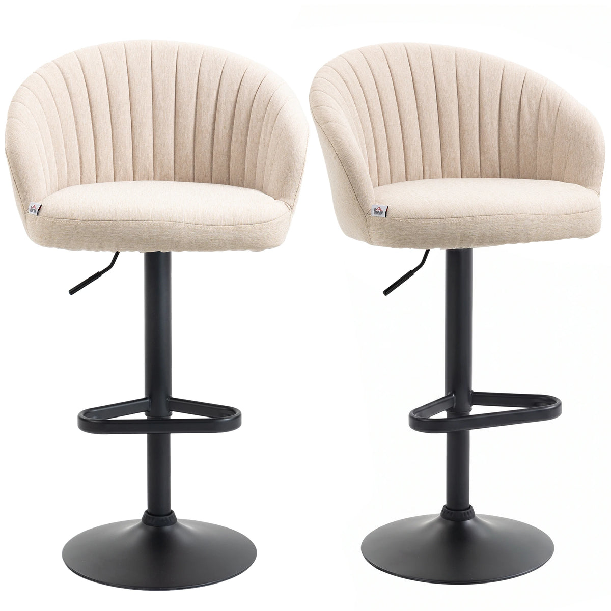 HOMCOM Adjustable Swivel Bar Stools With Linen Upholstery and Footrest