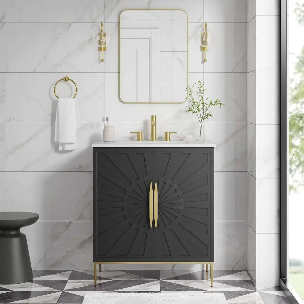 XMSJ Contemporary Bathroom Vanity Cabinet With Solid Wood Construction