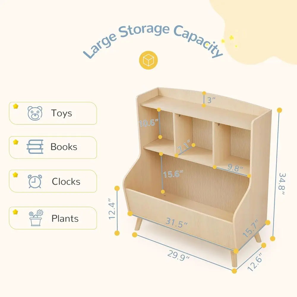 Lism 3-Tier Wooden Bookshelf with Spacious Top Slot