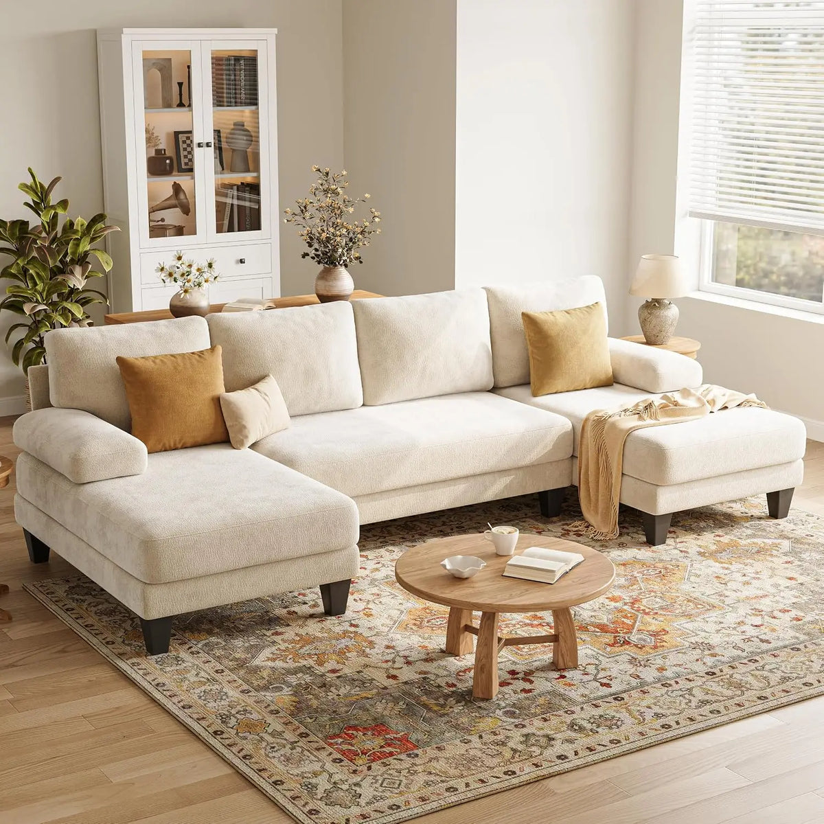 Modern U-Shaped Sectional With Double Chaise for Living Room
