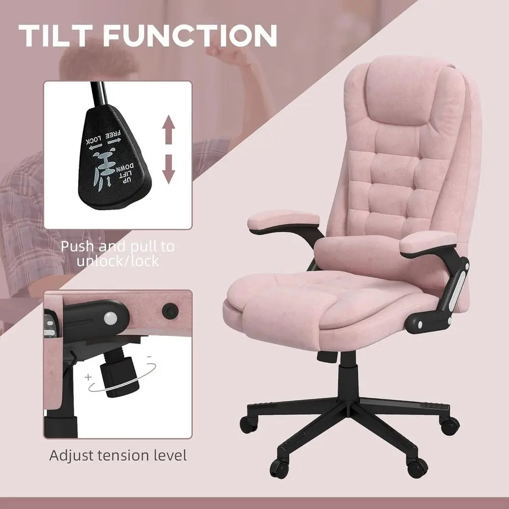 Executive Oice Chair with 6 Points Vibration Massage and Heated Lumbar Support, Velvet High Back Computer Chair with Reclining B