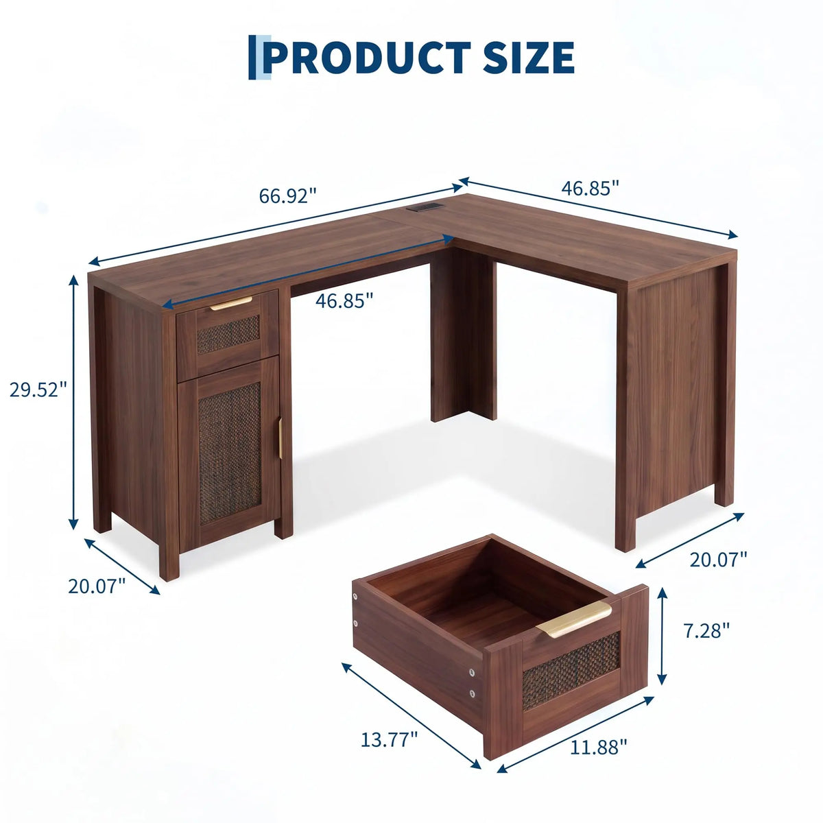 HiMISS Modern L Shaped Office Desk With Storage Shelves