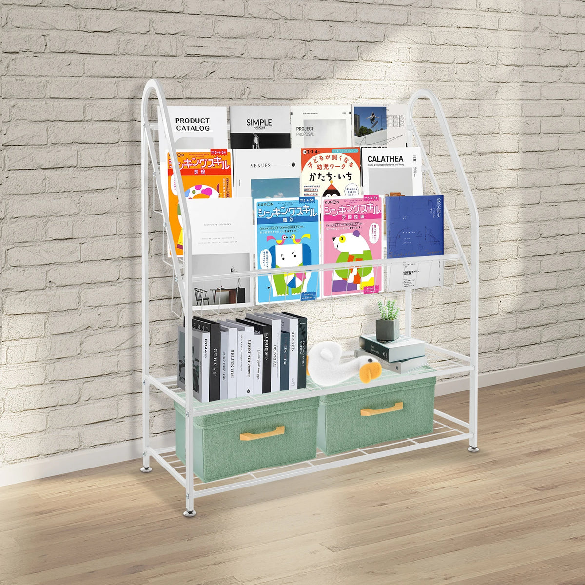 Bymaocar 5 Tier Steel Bookshelf Organizer With Snap Fasteners For Kids
