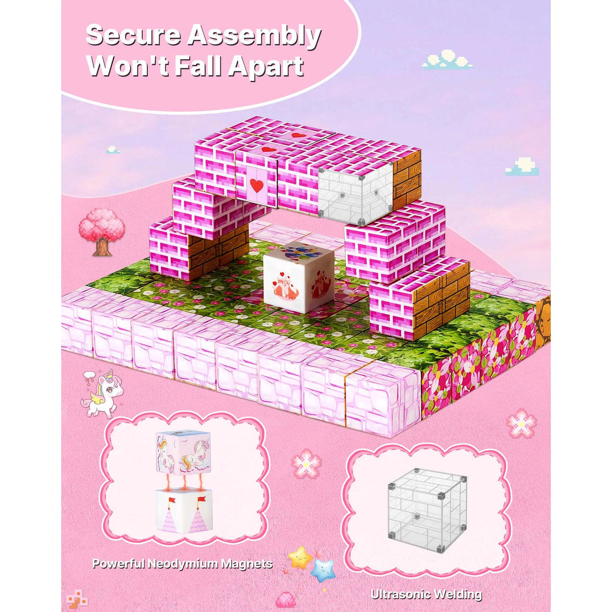 SucceBuy Magnetic Princess Castle Building Blocks STEM Learning Toy Set