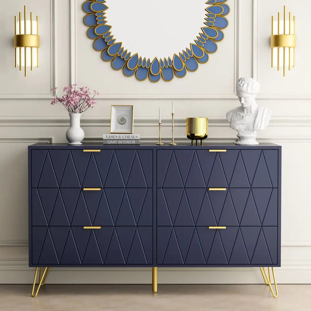 XMSJ Six Drawer Bedroom Dresser With Wood Storage Cabinet