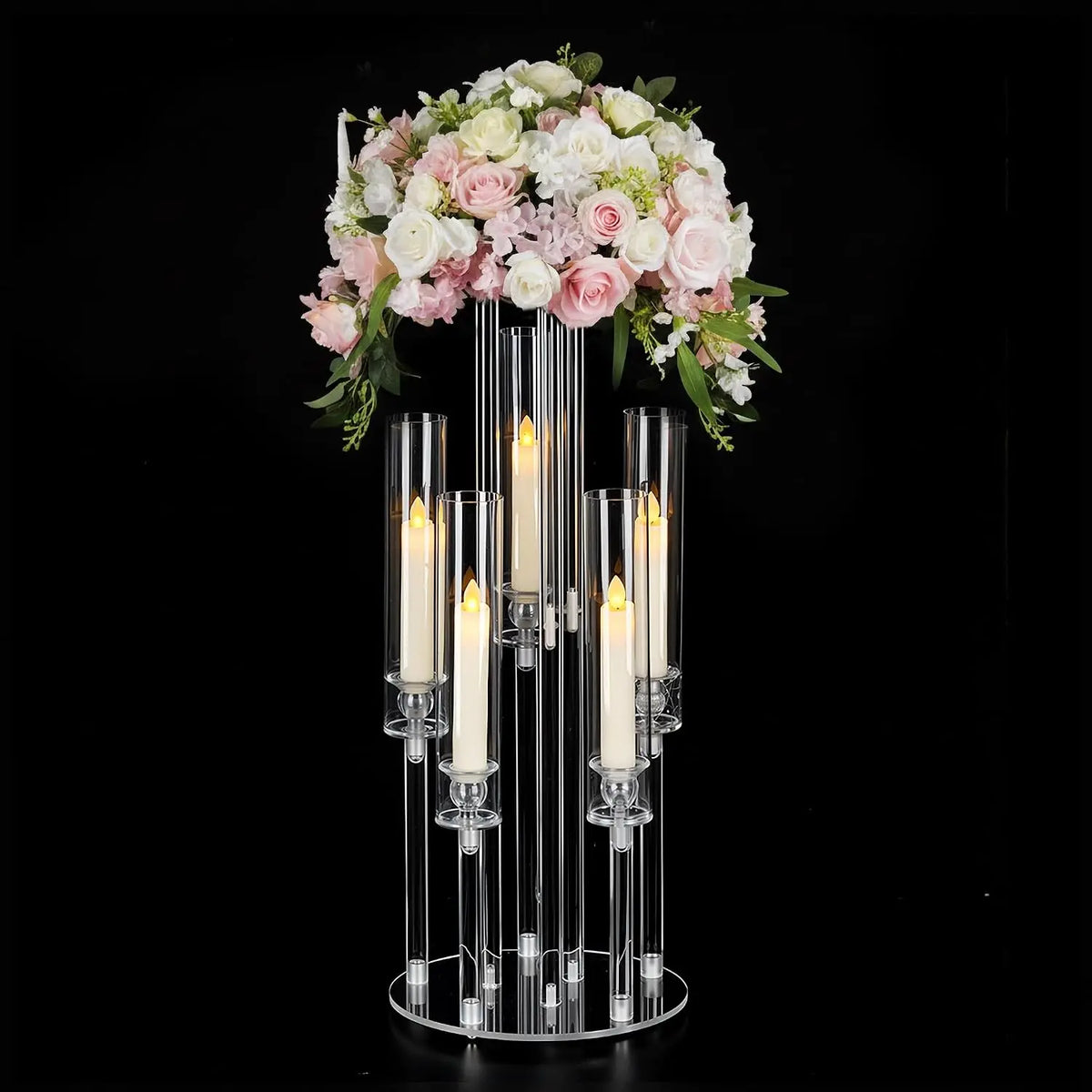 Vincigant Clear Acrylic Candelabra 5 Arm Led Candle Holder