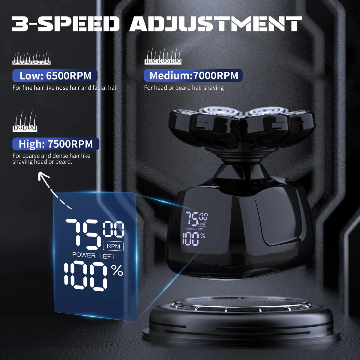 SEJOY 7D Magnetic Floating Head Shaver For Men USB Rechargeable