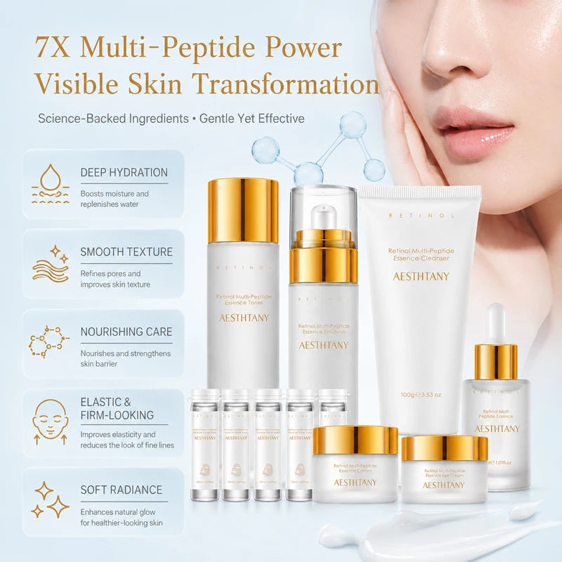 Retinol Multi Peptide Skincare Set For Hydrating Face Care Routine