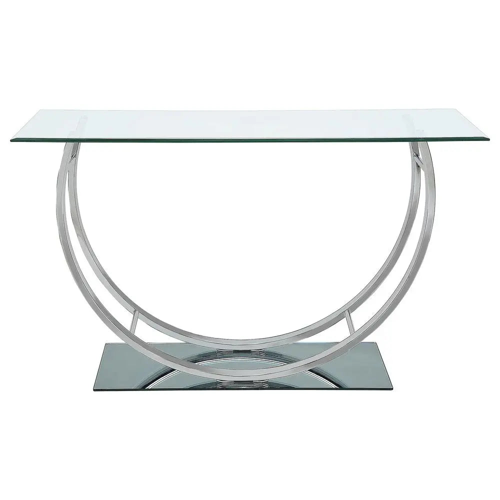 XMSJ Danville Metal And Glass Console Table With Mirrored Base