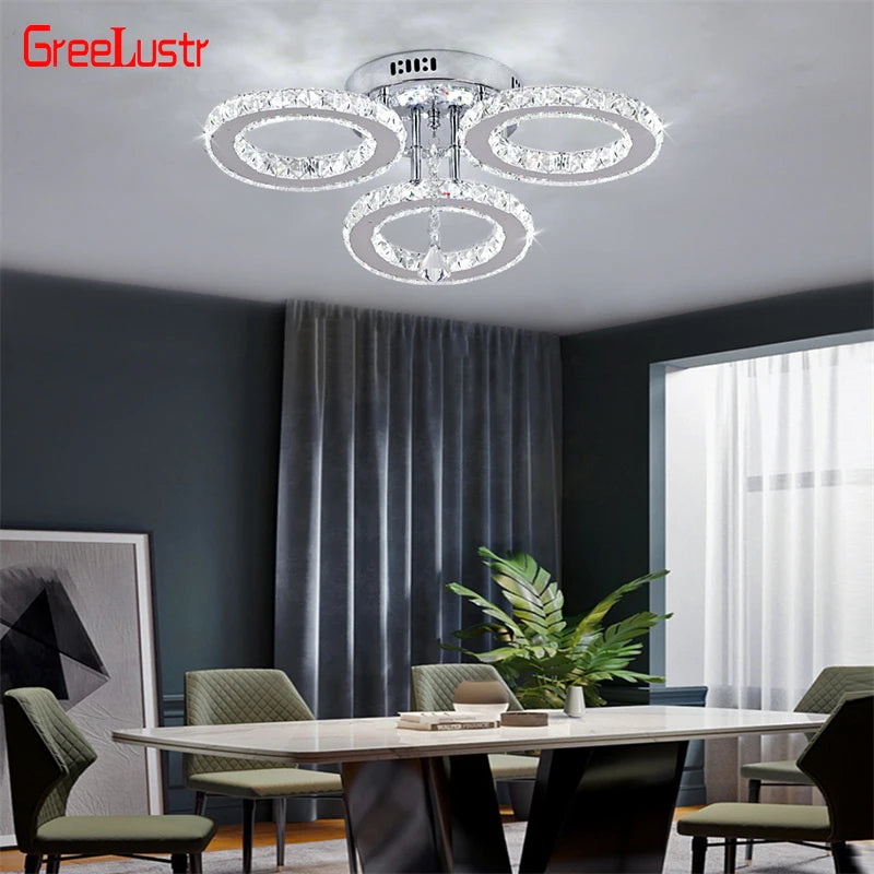 GreeLustr Crystal Ring Led Pendant Light Ceiling Lamp