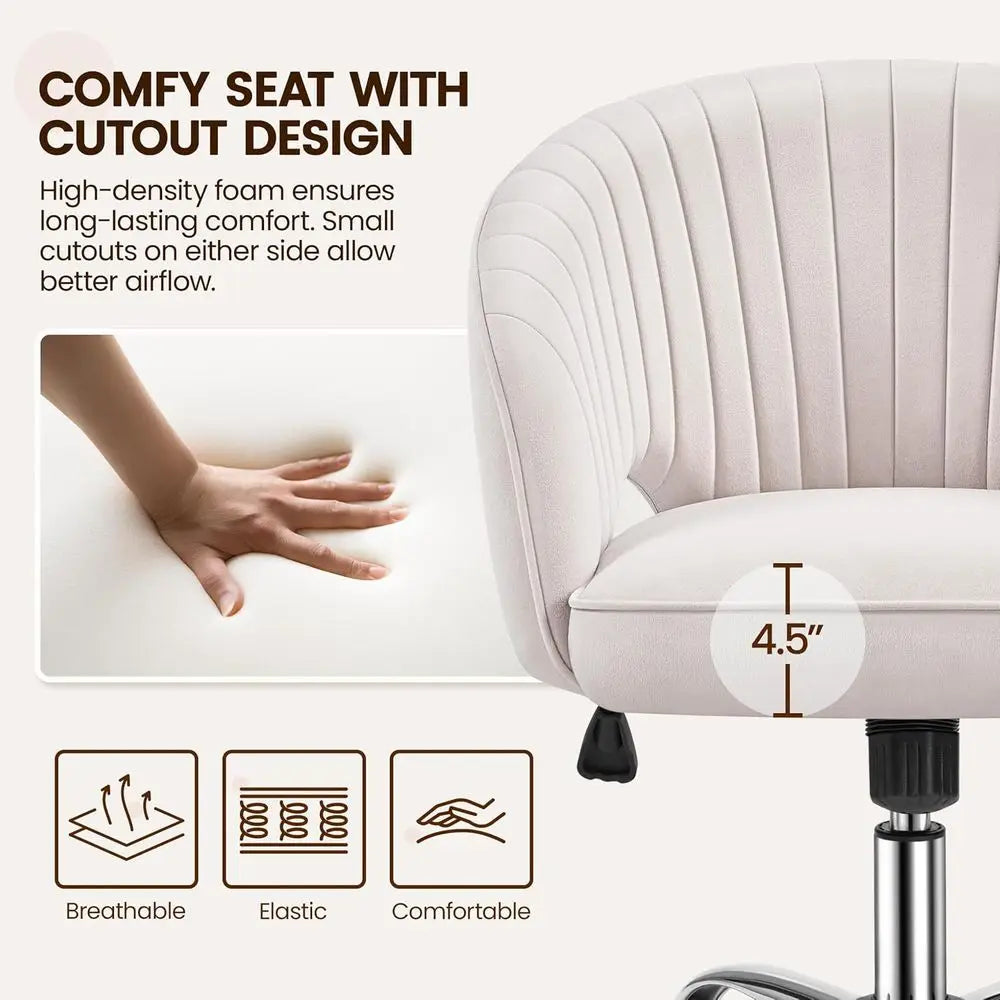 Cute Desk Chair Velvet Vanity Chair with Wheels Home Oice Upholstered ern Swivel Armchair with Tuted Barrel Back or Study, Vanit