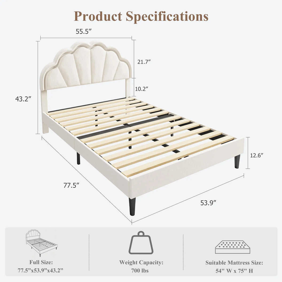 HiMISS LED Upholstered Bed Frame With Velvet Shell Headboard