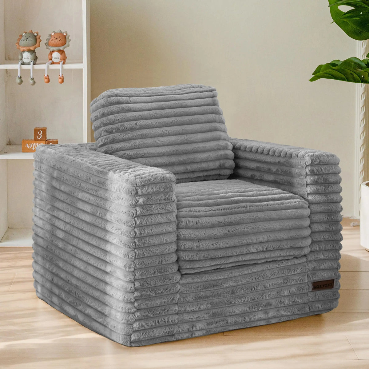 XIUWO Kids Bean Bag Chair With Pillows Faux Fur Comfort