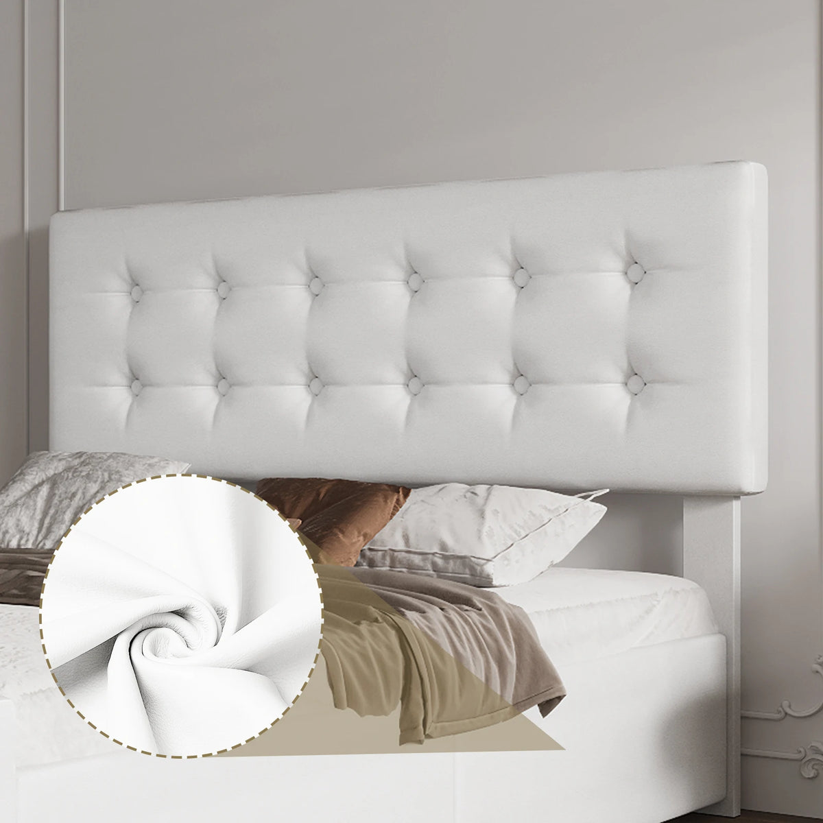 Upholstered Platform Bed Frame With Tufted Headboard And Storage Drawers