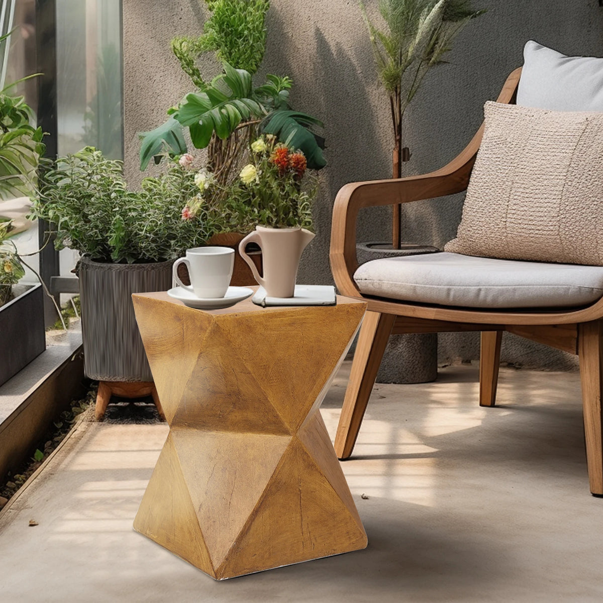 Modern Concrete Accent Side Table for Outdoor Patio Stylish End Table to Enhance Home Decor