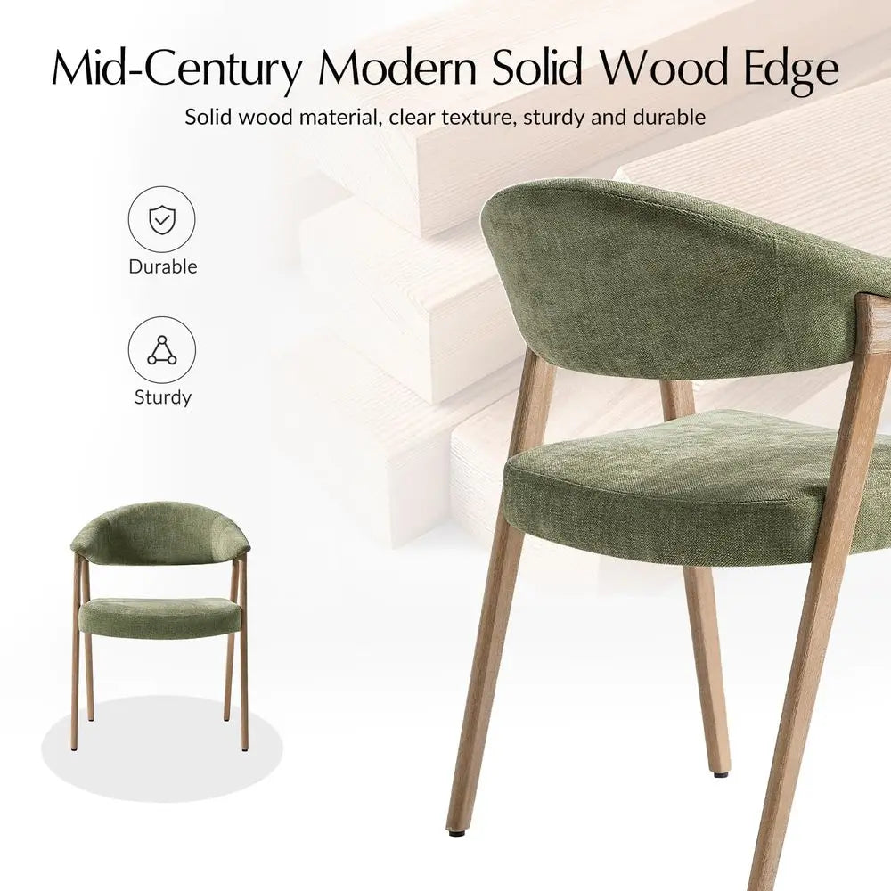 XMSJ Mid Century Modern Wooden Upholstered Dining Chairs With Arms