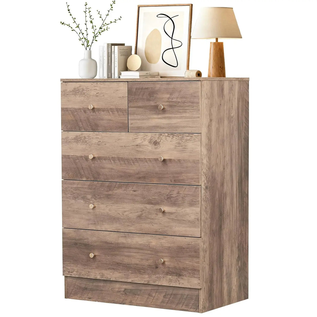 Modern Wood Dresser With AntiTipping Design And Handles