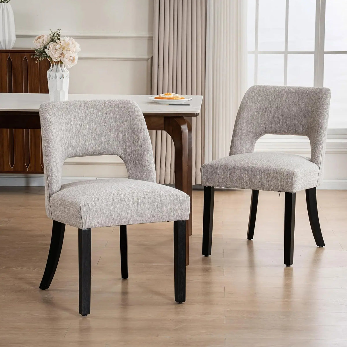 Set of 2 Fabric Upholstered Wooden Dining Chairs, Modern Farmhouse Kitchen Side Chairs, Customized