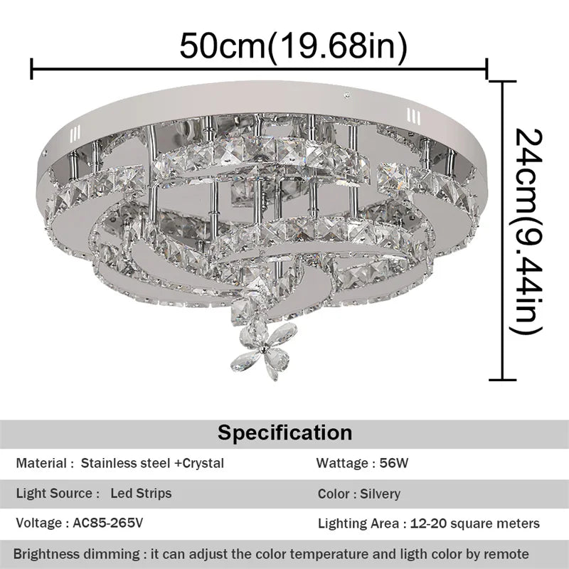 GreeLustr Dimmable Crystal Led Ceiling Chandelier Light