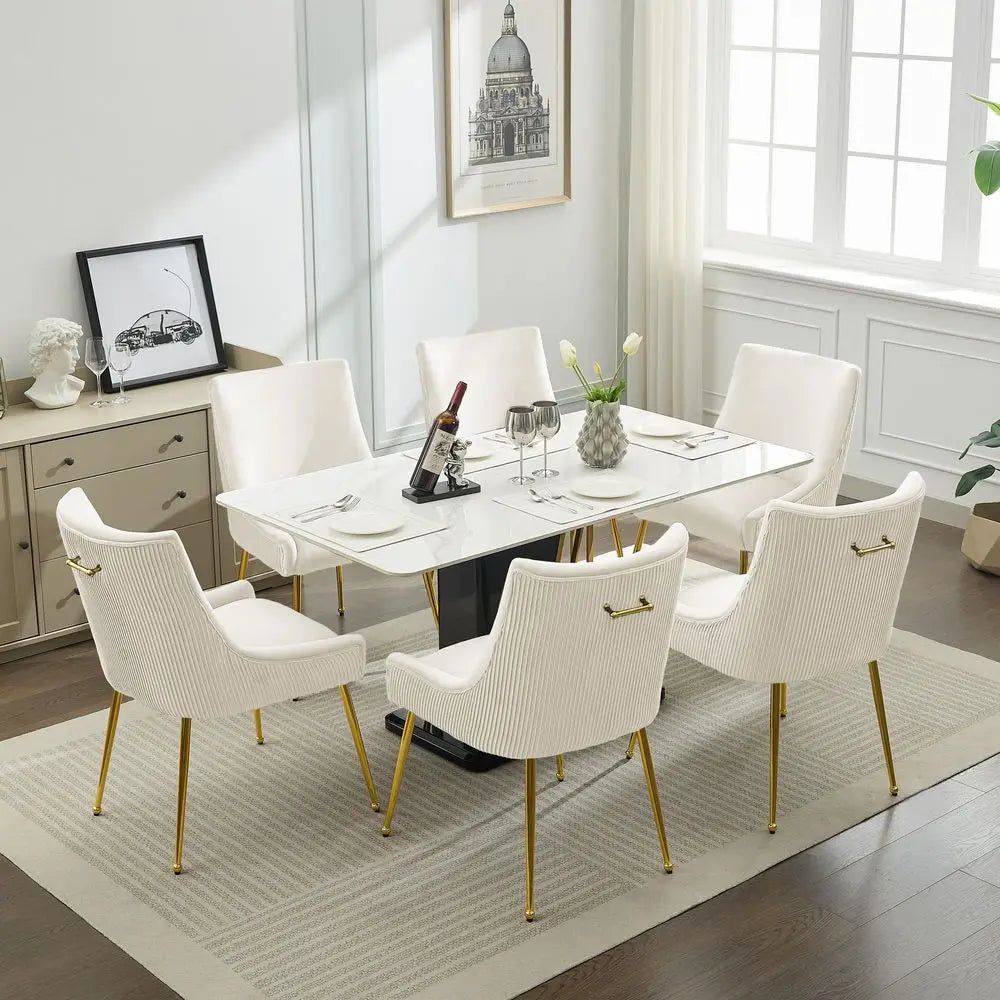 XMSJ Velvet Dining Chairs With Pleated Back And Upholstered Seats
