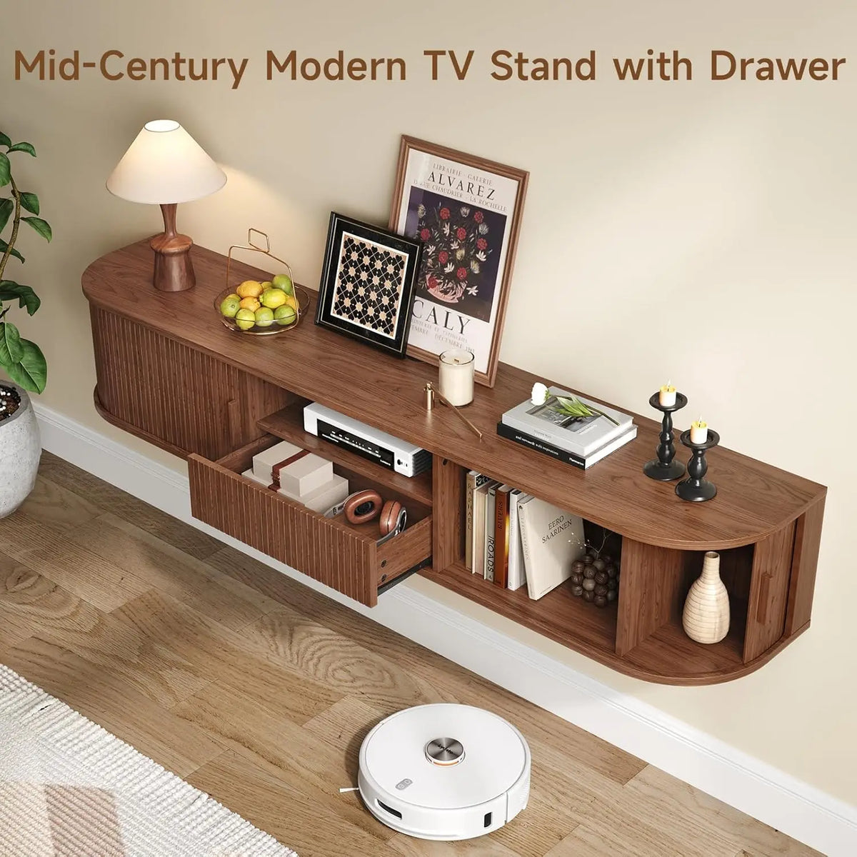 ONBRILL Smart Floating TV Stand With LED Lights And Storage