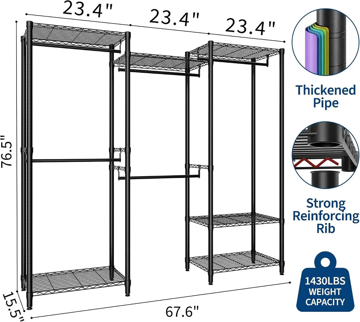 Garvee Freestanding Coat And Hat Rack With Five Hanging Bars