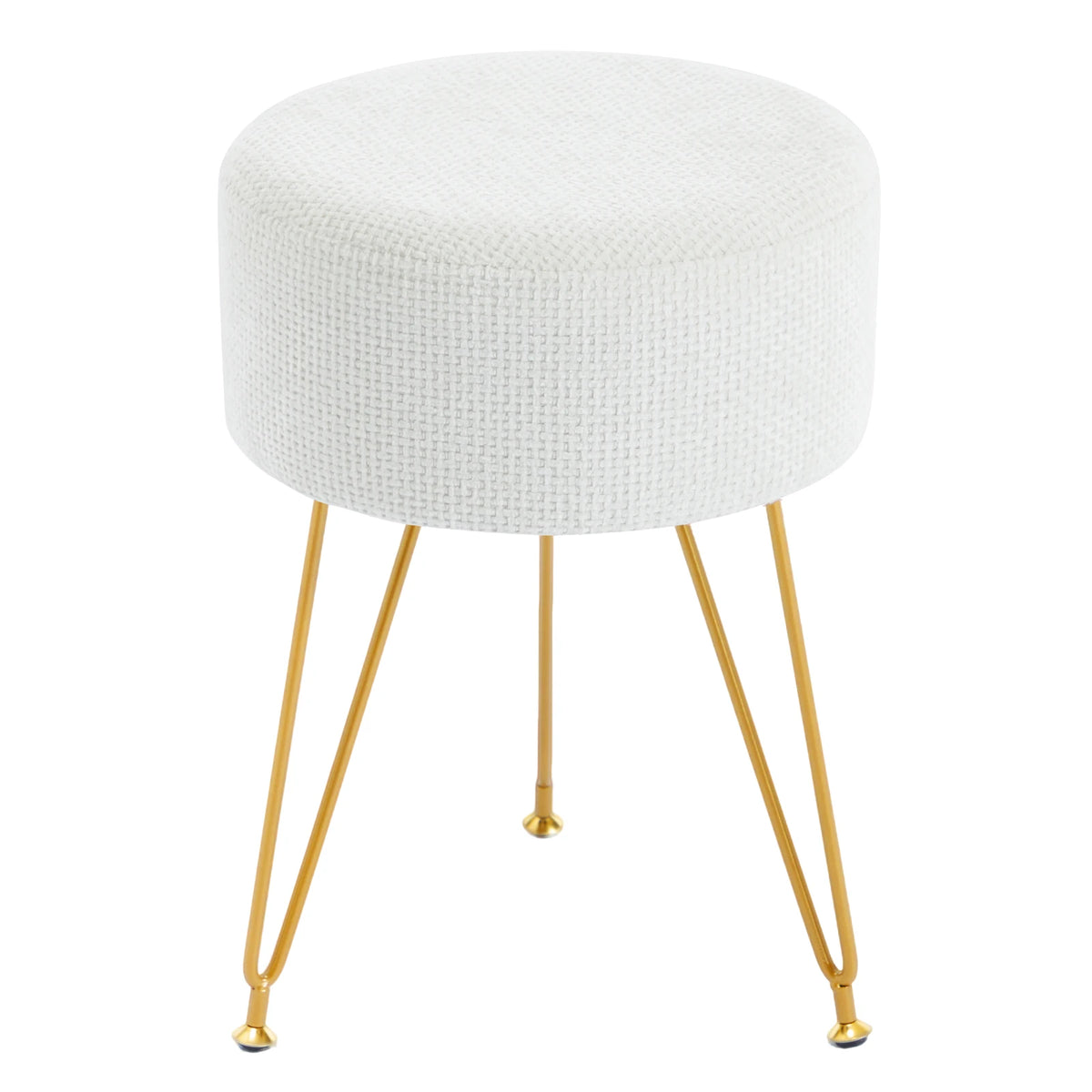 JHK Velvet Round Ottoman Footrest Stool For Living Room