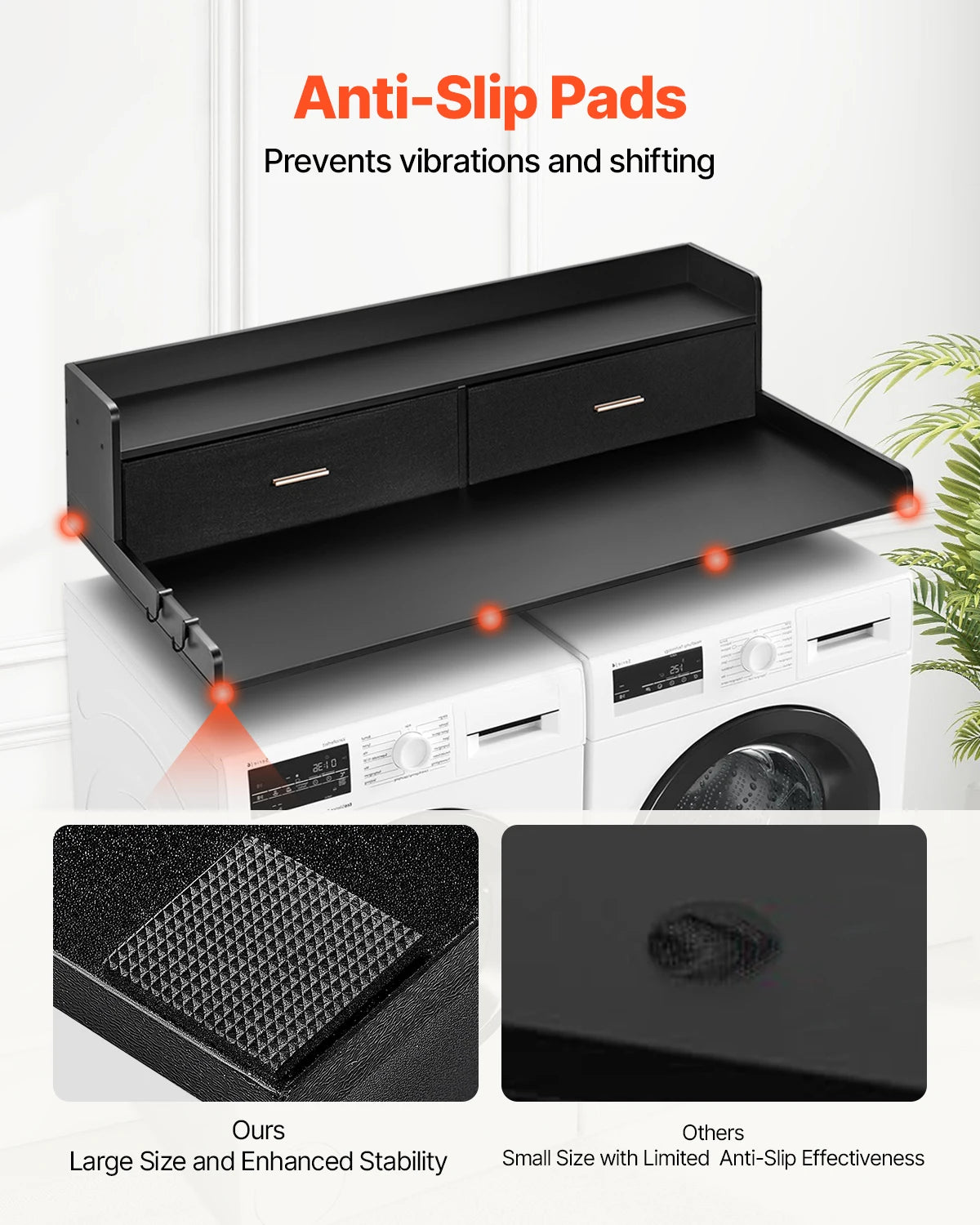 SucceBuy Washer Dryer Countertop With Drawer Shelf Laundry Room Organization