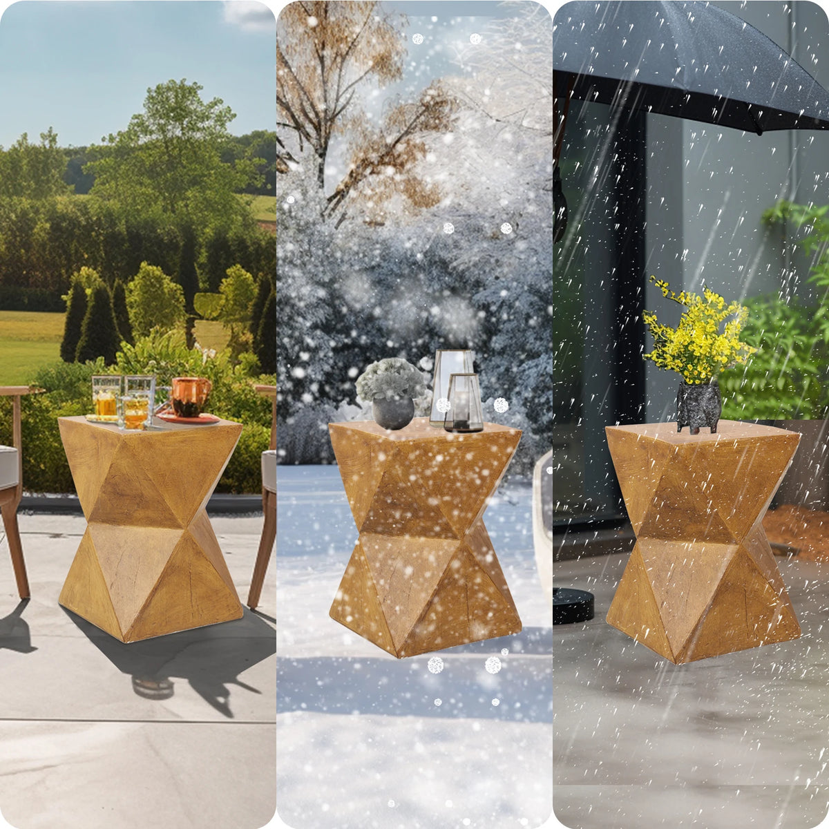 Modern Concrete Accent Side Table for Outdoor Patio Stylish End Table to Enhance Home Decor