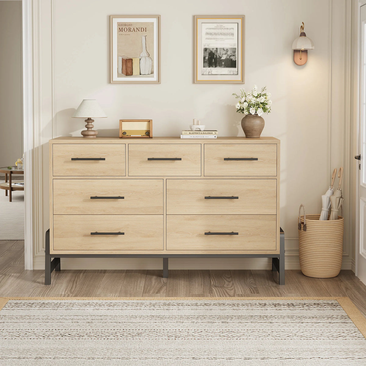 Seven Drawer Dresser With Anti Tip Safety And Spacious Storage