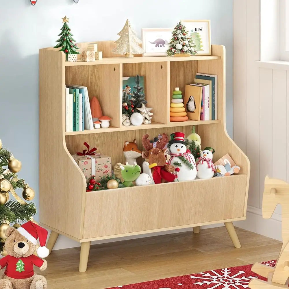 Lism 3-Tier Wooden Bookshelf with Spacious Top Slot