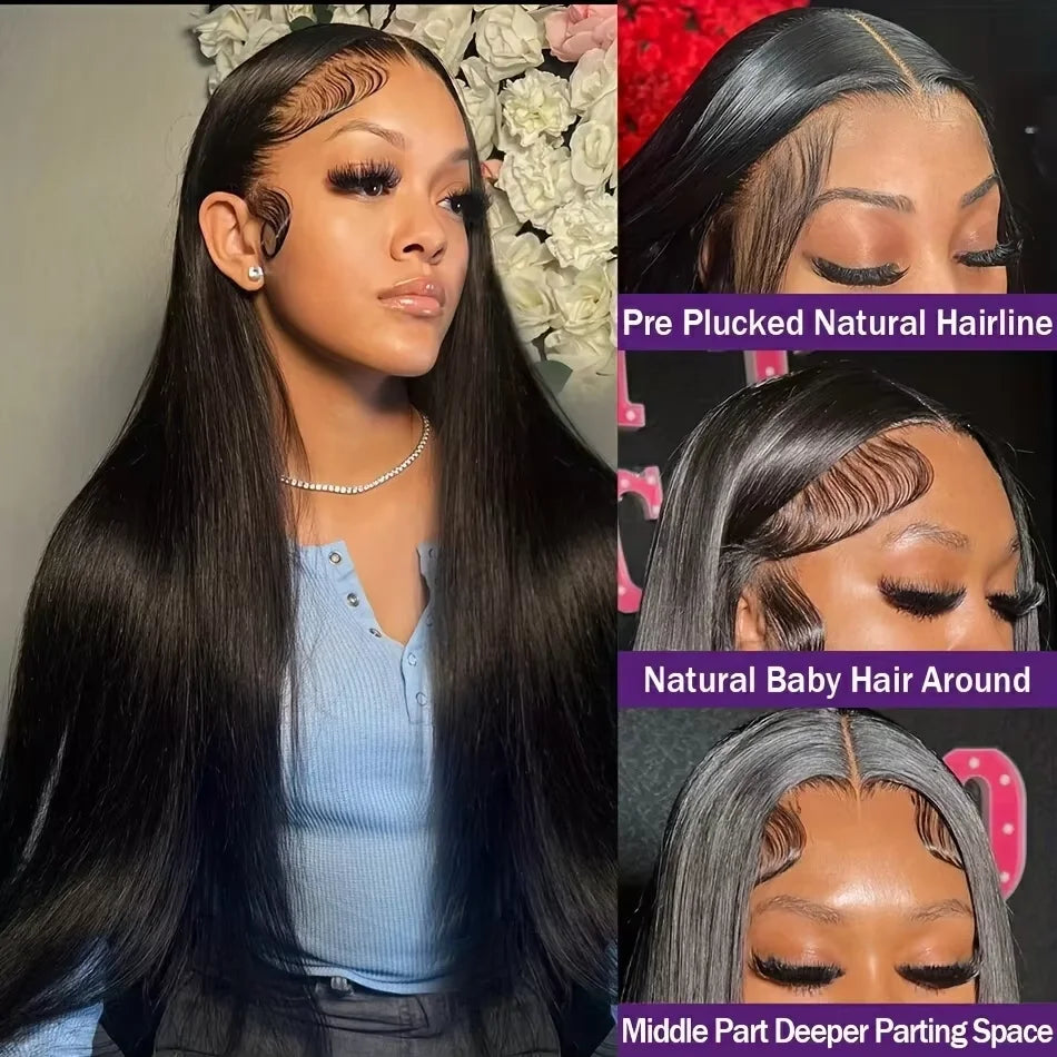40 46 Inch 13x4 13x6 HD Transparent Bone Straight Lace Front Wigs 40 Inch 220% Raw 360 Hd Full Lace Wig Bone Straight HD Lace Frontal Wig 13x6  Human Hair Wigs Pre Plucked For Women Bone Straight Lace Front Human Hair Wigs