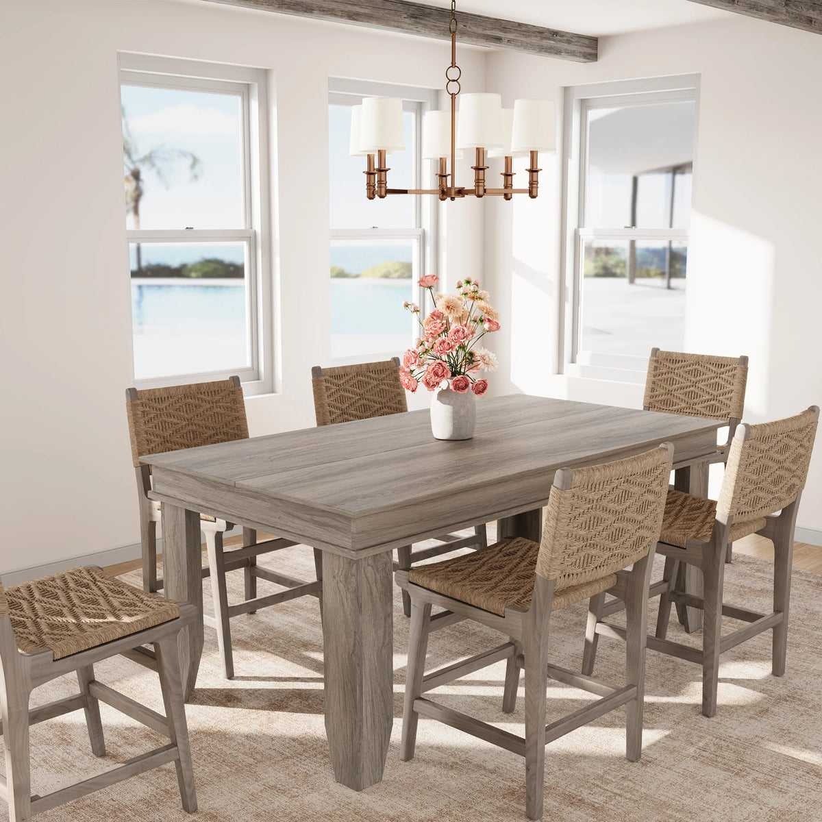 GarveeLife Farmhouse Rectangular Wood Dining Table for Family Meals