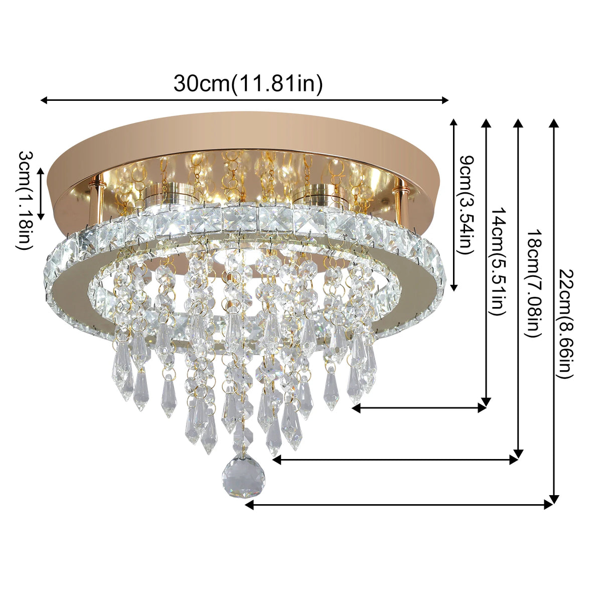 GreeLustr Modern Crystal Chandelier Led Ceiling Light