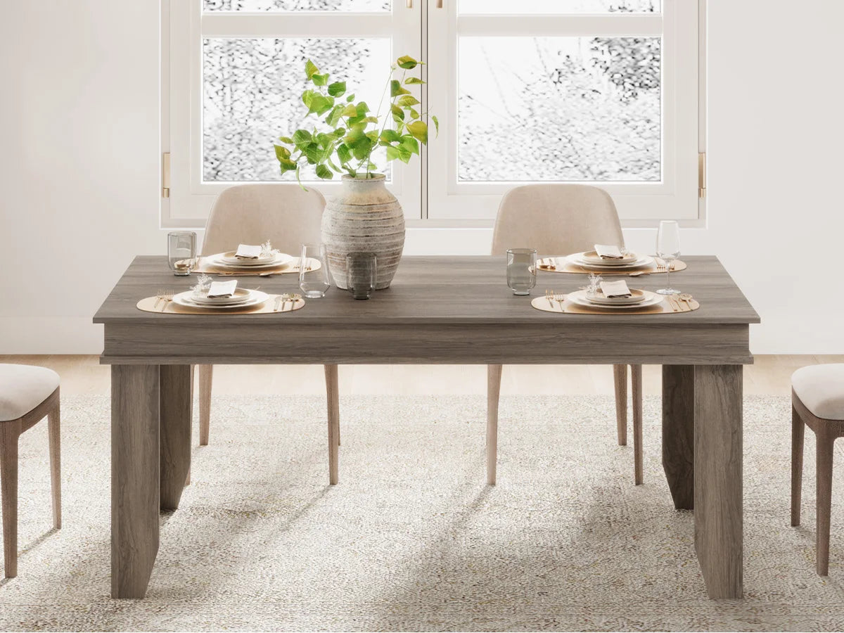 GarveeLife Farmhouse Rectangular Wood Dining Table for Family Meals