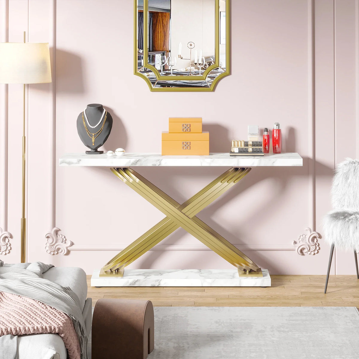 Tribesigns Modern Faux Marble Entryway Console Table for Sofa