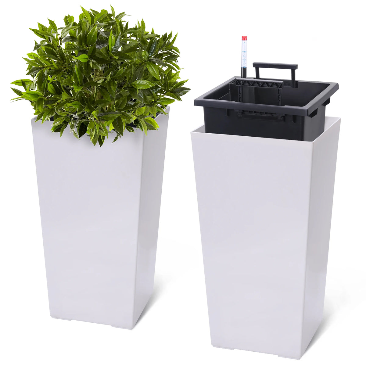 HiMISS Tall Self-Watering Planters Set for Indoor Outdoor Use