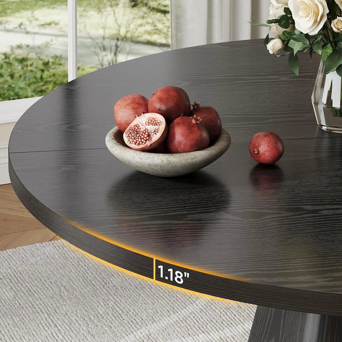 ONBRILL Modern Round Dining Table With Stable Pedestal Base for Home Dining